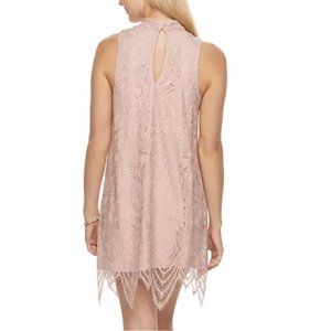 Mockneck Lace Shift Dress
